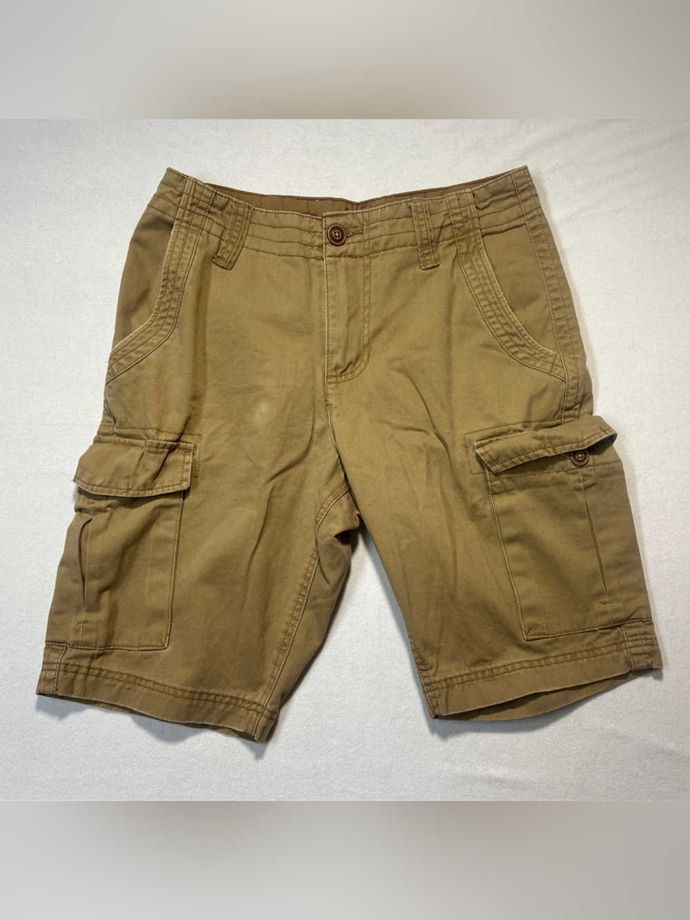 Red Camel Men's Khaki Cargo Shorts Size 31 Cotton Twill Utility Multi Pocket